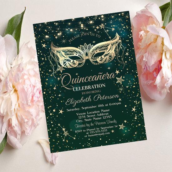 Masquerade,Green Stars  Quinceañera