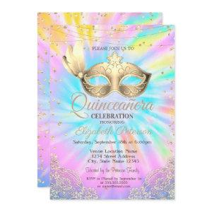 Masquerade, Lace, Diamonds Tie Dye Quinceañera