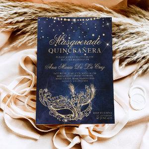Masquerade mask chic gold glitter quinceanera