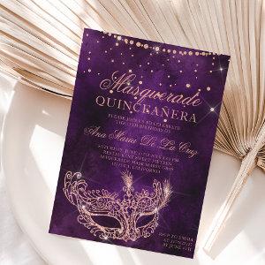 Masquerade mask chic rose gold glitter quinceanera
