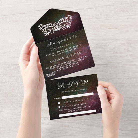 Masquerade Mask Galaxy Sky Stars Quinceanera All In One