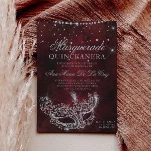 Masquerade mask red silver glitter quinceanera