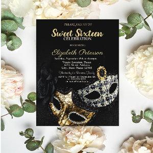 Masquerade,Masque,Black,Confetti Sweet 16
