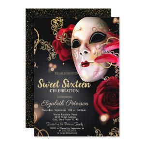 Masquerade,Masque,Confetti Red Roses Sweet 16