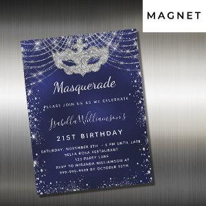 Masquerade navy blue silver birthday party magnetic