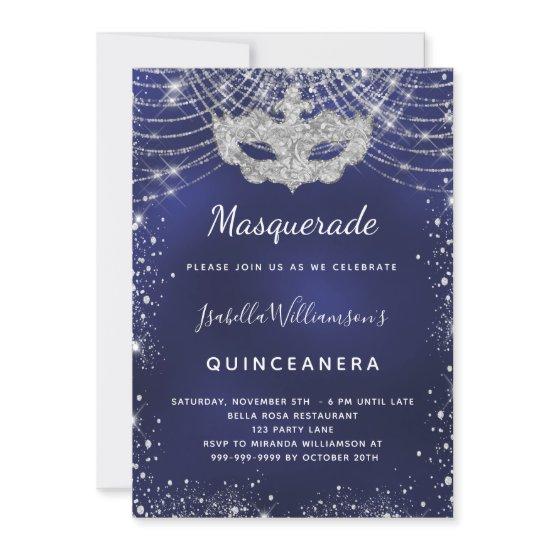 Masquerade navy blue silver Quinceanera party