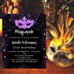 Masquerade party black purple budget  flyer
