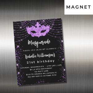 Masquerade party black purple glitter luxury magnetic