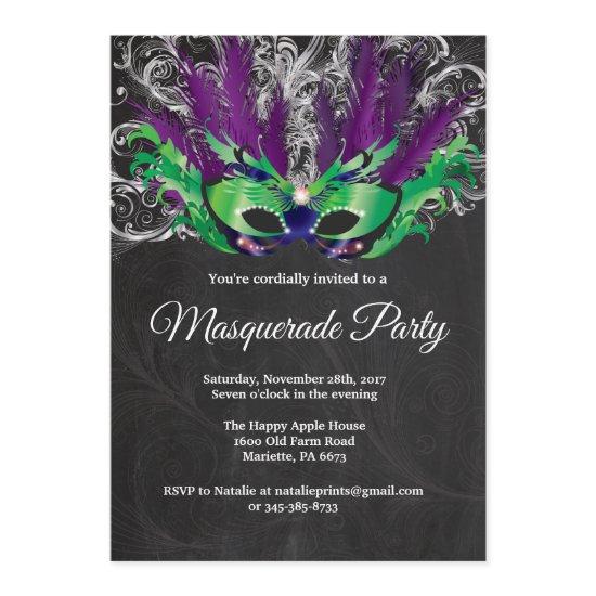 Masquerade Party Magical Night Green Purple Silver
