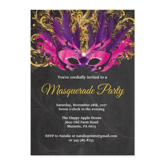 Masquerade Party Magical Night Pink Purple Gold