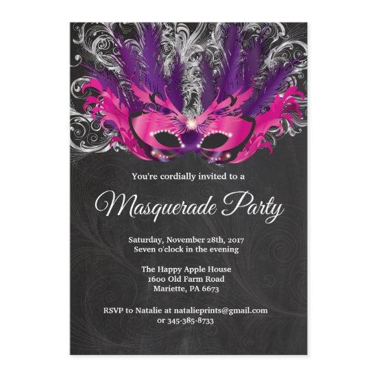 Masquerade Party Magical Night Pink Purple Silver