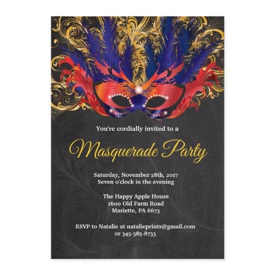 Masquerade Party Magical Night Red Gold Blue