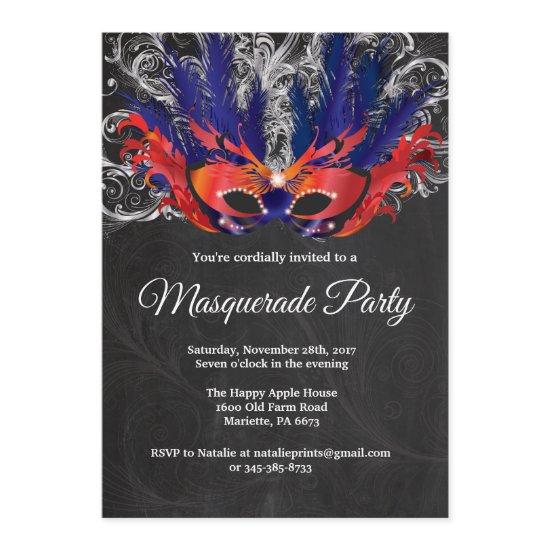 Masquerade Party Magical Night Red Silver Blue