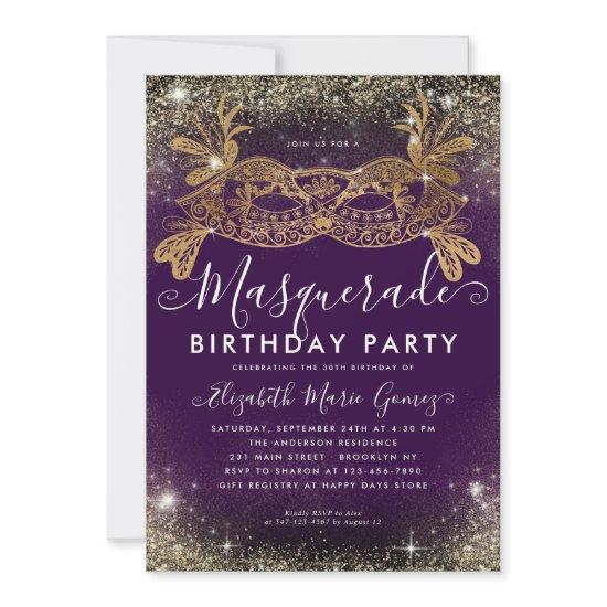 Masquerade Purple Gold Glitter Dust Birthday Party