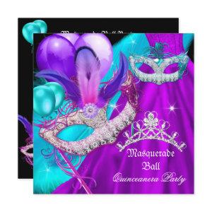 Masquerade Quinceanera 15 Party Masks Teal Purple