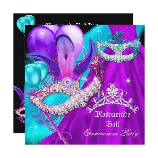 Masquerade Quinceanera 15 Party Masks Teal Purple