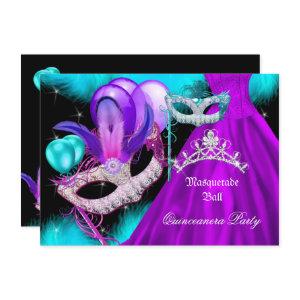 Masquerade Quinceanera 15 Party Teal Purple