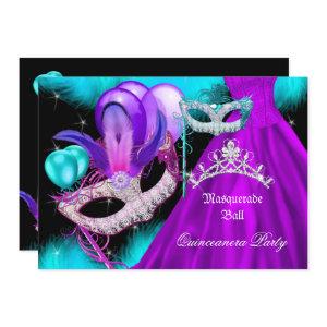 Masquerade Quinceanera 15 Party Teal Purple