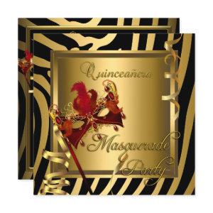 Masquerade Quinceanera 15 Zebra Red Birthday Party