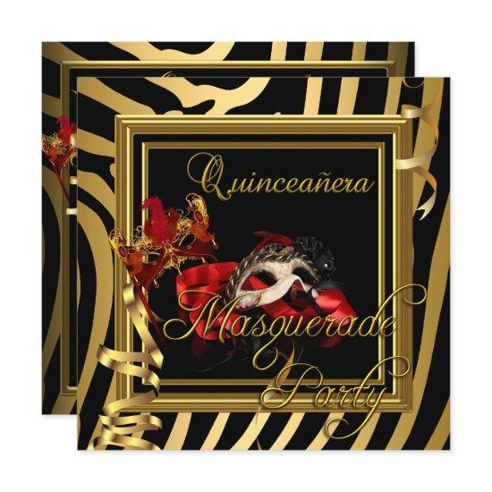 Masquerade Quinceanera 15 Zebra Red Birthday Party