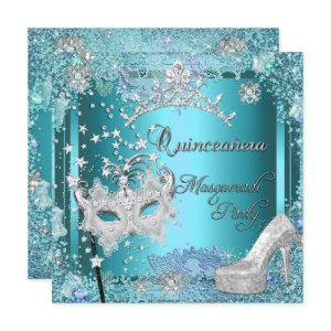 Masquerade Quinceanera 15th Party Blue Tiara Shoe