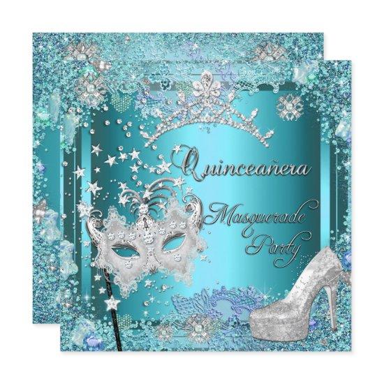 Masquerade Quinceanera 15th Party Blue Tiara Shoe