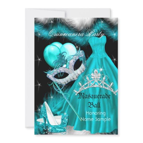 Masquerade Quinceanera Birthday Party Teal 3a