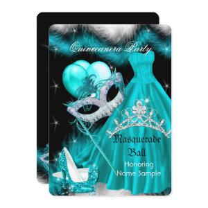 Masquerade Quinceanera Birthday Party Teal 3a