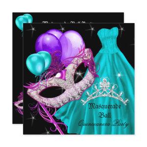 Masquerade Quinceanera Birthday Teal Purple