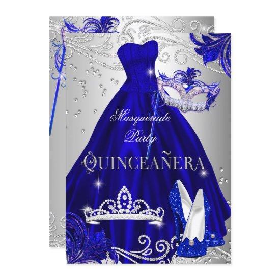 Masquerade Quinceanera Blue Silver Dress Heels