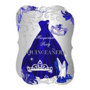 Masquerade Quinceanera Blue Silver Dress Heels
