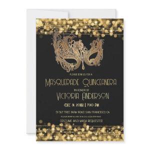 Masquerade Quinceanera Party Birthday Gold Black