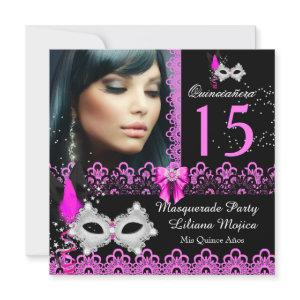 Masquerade Quinceanera Party Hot Pink Lace