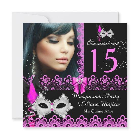 Masquerade Quinceanera Party Hot Pink Lace