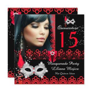 Masquerade Quinceanera Party Red Lace