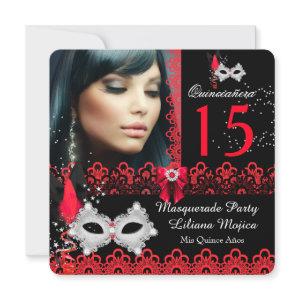 Masquerade Quinceanera Party Red Lace