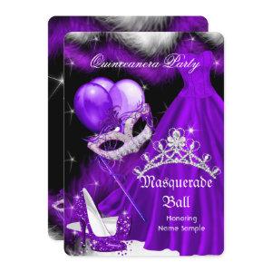 Masquerade Quinceanera Purple Black Feather 2a