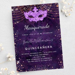 Masquerade Quinceanera purple gold party