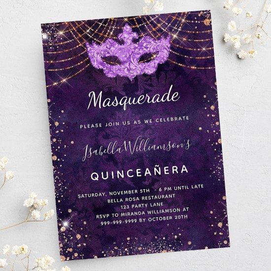Masquerade Quinceanera purple gold party