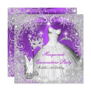 Masquerade Quinceanera Purple Silver Snowflakes