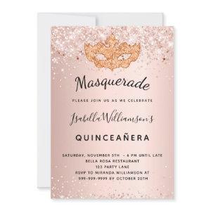 Masquerade rose gold glitter Quinceanera