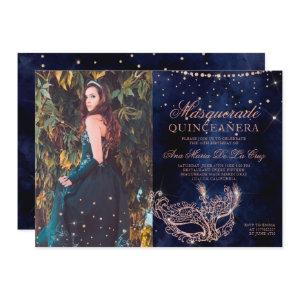Masquerade rose gold glitter quinceanera photo