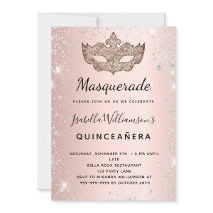 Masquerade rose gold silver glitter Quinceanera