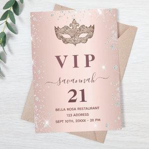 Masquerade rose gold silver glitter vip