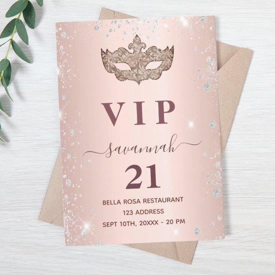 Masquerade rose gold silver glitter vip