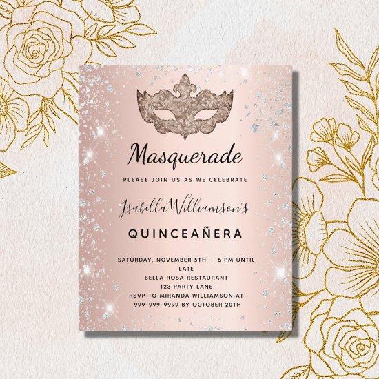 Masquerade rose gold silver Quinceanera