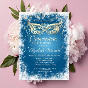 Masquerade,Snowflakes,Blue Quinceañera