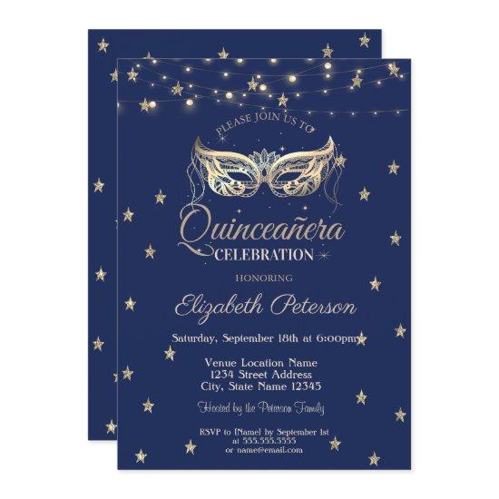 Masquerade,String Lights,Gold Stars  Quinceañera