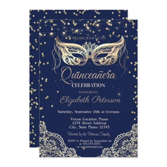 Masquerade,String Lights,Lace,Diamonds Quinceañera