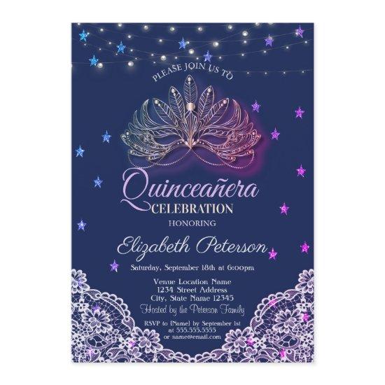 Masquerade,String Lights,Stars,Lace Quinceañera